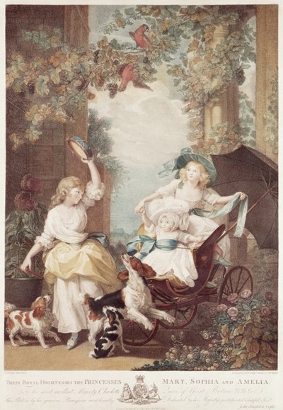メアリー王女（1776-1857）、ソフィア（1777-1848）、アメリア（1783-1810）、ジョージ3世の娘、フランチェスコバルトロッツィ（1727-1815）によって彫刻（メゾティント彫刻） 作： John Singleton Copley