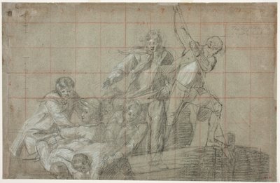 レスキューグループ、177778（黒チョークを紙の上に白で強調） 作： John Singleton Copley