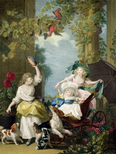 彼らの王妃、メアリー王女（1776-1857）、ソフィア（1777-1848）、アメリア（1783-1810）は、フランチェスコバルトロッツィ（1727-1815）によって彫刻され、パブです。アーティスト、1792年（点描彫刻） 作： John Singleton Copley