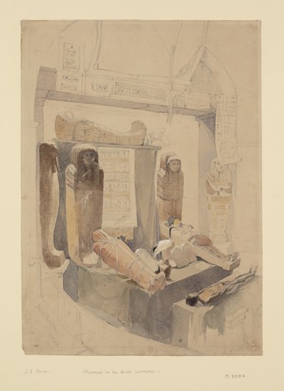 ブリストル博物館のミイラ 1834年頃 （水彩・鉛筆・紙 作： John Skinner Prout