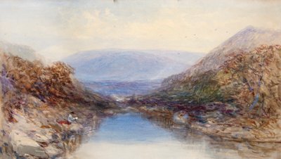 リバーズ・エッジにて（水彩画） 作： John Skinner Prout