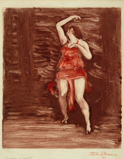 反乱のイサドラ、1915年頃（紙にモノタイプ） 作： John French Sloan