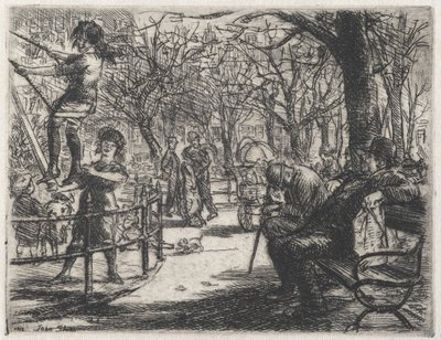 広場でスイング 作： John French Sloan