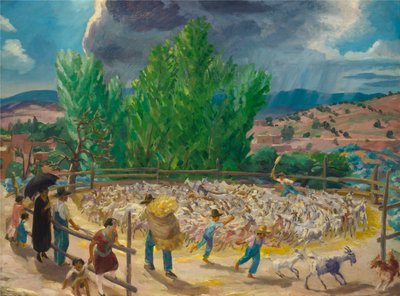 脱穀場、サンタフェ 作： John French Sloan