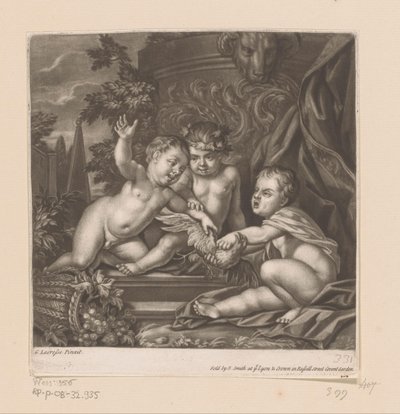 鳥と 3 つのキューピッド 作： attributed to John Smith