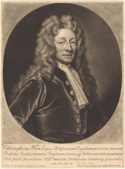 クリストファー・レン卿 作： John Smith after Sir Godfrey Kneller