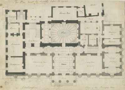 チリントンホール：ペンと鉛筆画、nd [1789] 作： John Soane