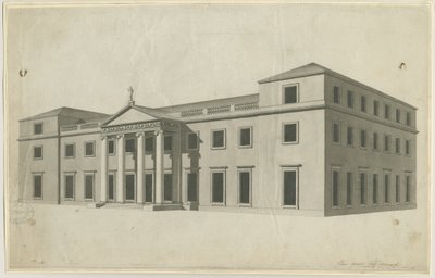 チリントンホール：ペンとウォッシュの描画、nd [？1780s] 作： John Soane