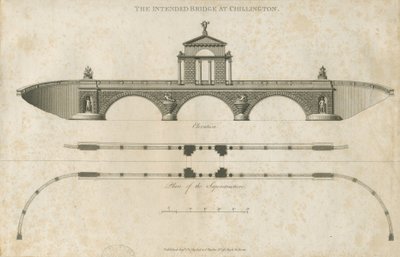 チリントンパーク-提案された橋：セピア色の描画、nd [1789] 作： John Soane