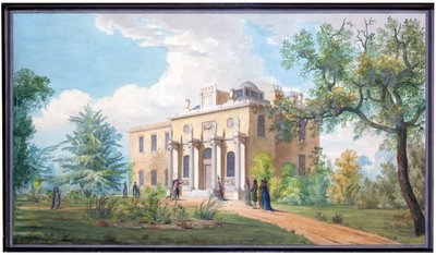ピッツハンガーマナー、イーリング、1800年11月7日（ペンとインク、紙にトイレ付き） 作： John Soane