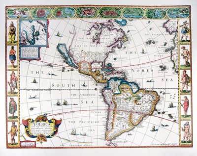 1626年の西半球の地図（カラーリトグラフ 作： John Speed