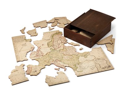 ヨーロッパはその王国に分割されました、c.1766（木に取り付けられた手描きの刻まれたシート） 作： John Spilsbury