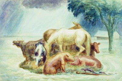 サンクチュアリ、1936年頃（紙に水彩画） 作： John Steuart Curry
