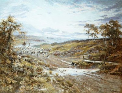渓流を渡る、ヤギの国 作： John Syer