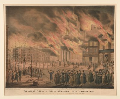 1835 年 12 月 16 日、ニューヨーク市の大火 作： John T. Bowen