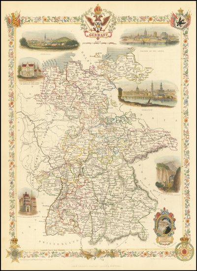 1851年ドイツ地図 作： John Tallis