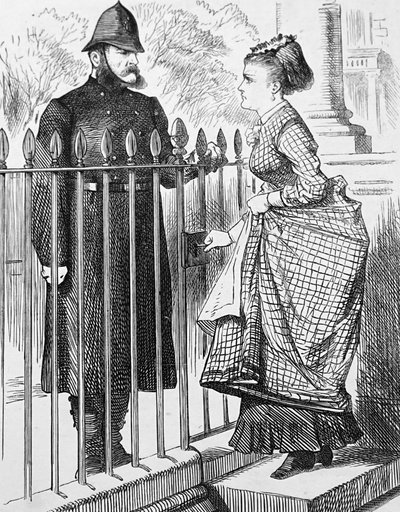 若い女性と話す警察官 作： John Tenniel