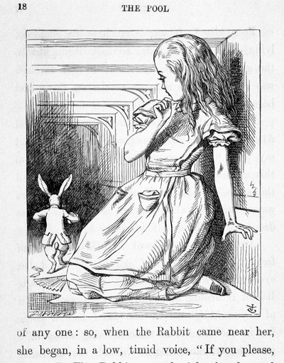 Alice et le rabbit - ルイス・キャロル著『不思議の国のアリスと鏡の国のアリス』（絵）よりジョン・テニエル（1820～1914年 作： John Tenniel