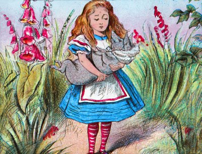 ブタを腕に抱えたアリス、c1910。 作： John Tenniel