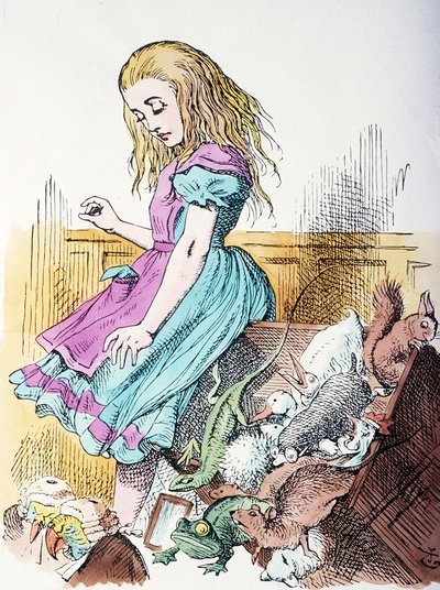 動物に囲まれたアリス 作： John Tenniel