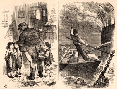 英国海軍練習船「ゴライアス」の燃焼 作： John Tenniel