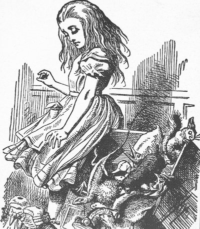 CARROLL, Lewis (1832-1898).イギリスの作家、数学者、写真家。不思議の国のアリス』（版画 作： John Tenniel