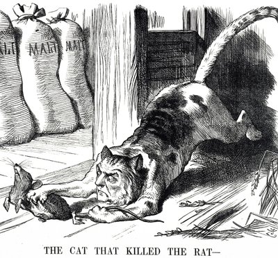 1880年の麦芽税廃止を評した漫画 作： John Tenniel