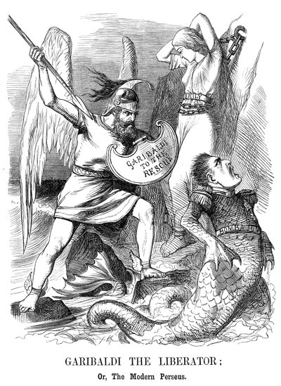 ジュゼッペガリバルディ、イタリアの新王国のためにシチリア島とナポリを征服、1860 作： John Tenniel