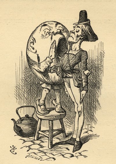 ハンプティダンプティ、ルイスキャロル作「Looking Glass」（1832〜98年）のイラスト、1871年に初公開 作： John Tenniel