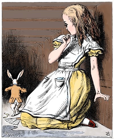 ルイスキャロル作「不思議の国のアリスアドベンチャー」のシーン、1865年 作： John Tenniel