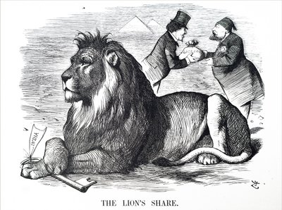 イギリス政府はロスチャイルド家にスエズ運河の株を買い取る権限を与えた。 作： John Tenniel
