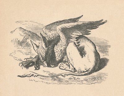 太陽の下で眠っているグリフォン、1889 作： John Tenniel