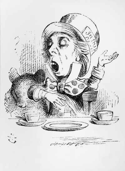 マッドハッター、「不思議の国のアリスの冒険」のイラスト、ルイスキャロル作、1865年 作： John Tenniel