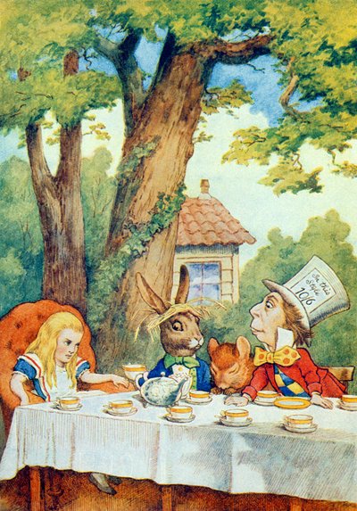 マッドハッターのティーパーティー、ルイスキャロル作「不思議の国のアリス」（1832-9）のイラスト 作： John Tenniel
