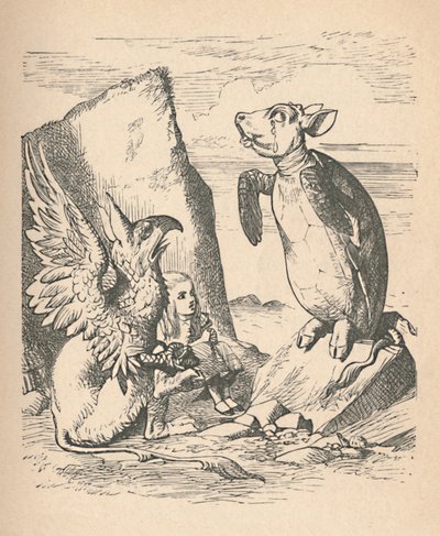 モックタートル、グリフォンとアリス、1889 作： John Tenniel