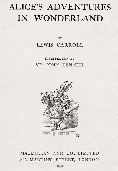 不思議の国のアリス」のタイトルページに描かれた白うさぎ 作： John Tenniel