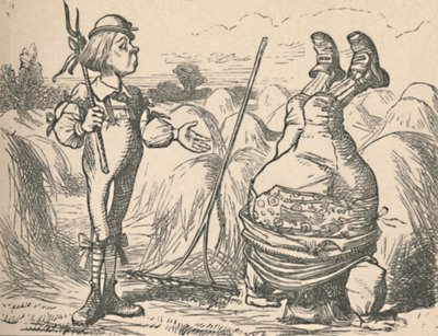 1889年に逆立ちをしているこの父親と話している若者 作： John Tenniel