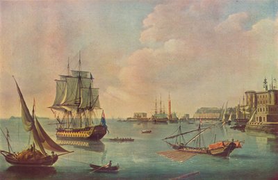 英語男性oマルタ港のマルタ港での戦争、c1805 作： John Thomas Serres