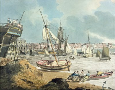 1805年ドーセット、ウェイマス港（ペン、インク、水彩、紙） 作： John Thomas Serres