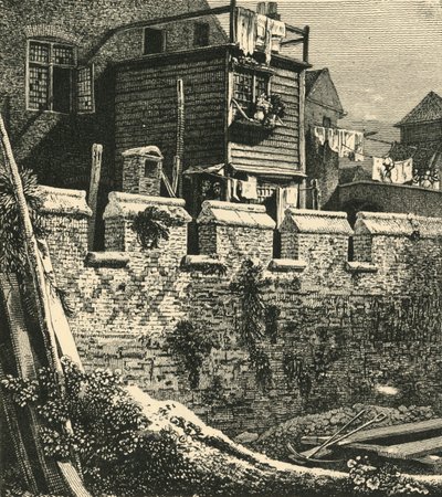 セントジャイルズ、ロンドンの壁の断片、クリップルゲート、1812年、1925年。 作： John Thomas Smith