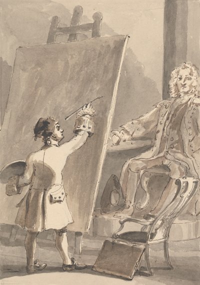 ホガースは、孤児院のためにコーラム船長の絵を描いています 作： John Thomas Smith