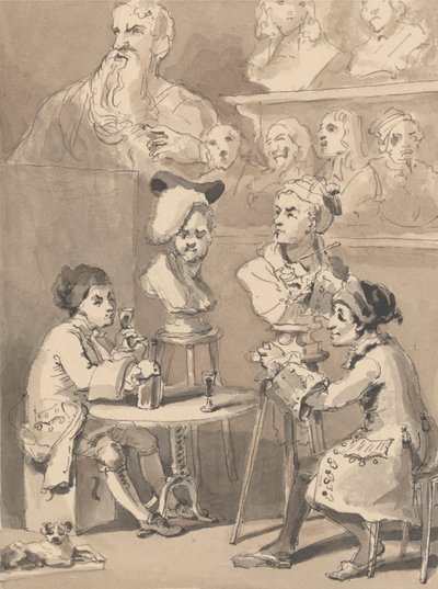 ルビリアックの胸像に座るホガース 作： John Thomas Smith