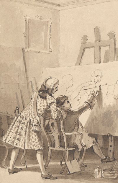 Hogarthin maalaus "Naisen viimeinen panos" Lord Charlemontin läsnäollessa 作： John Thomas Smith