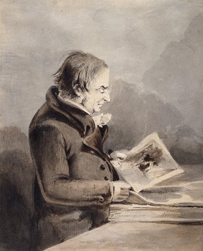 J.M.W. 大英博物館のターナー (白い紙に鉛筆で茶色と灰色のインクを塗り) 作： John Thomas Smith