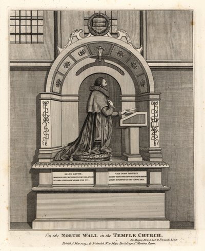 テンプル教会にある、ロンドンの記録係（1570-1618）である弁護士リチャード・マーティンの記念碑 作： John Thomas Smith