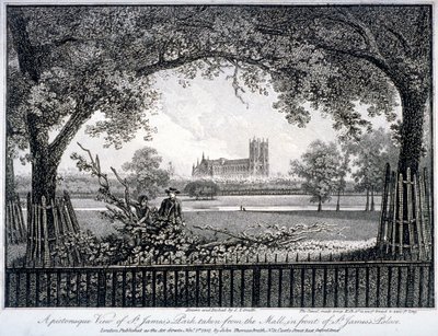 セント・ジェームズ・パーク、セント・ジェームズ宮殿前のモール、ウェストミンスター、ロンドン、1807年 作： John Thomas Smith