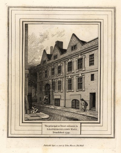1799年に取り壊されたレザーセラーズ・ホールの主要な、または通りの入り口 作： John Thomas Smith