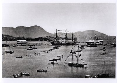 1873年に出版されたJ.トムソンの「中国とその住民の図解」による香港の港の眺め 作： John Thomson