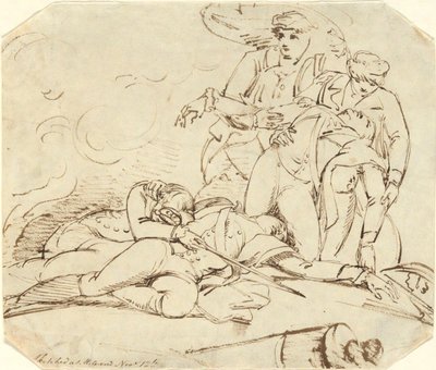 1775 年 12 月 31 日、ケベックへの攻撃でのモンゴメリー将軍の死 作： John Trumbull