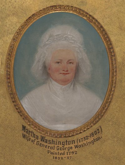 Martha Washington (geb. Martha Dandridge, ehemals Martha Parke Custis, 1731–1802) 作： ジョン・トランブル